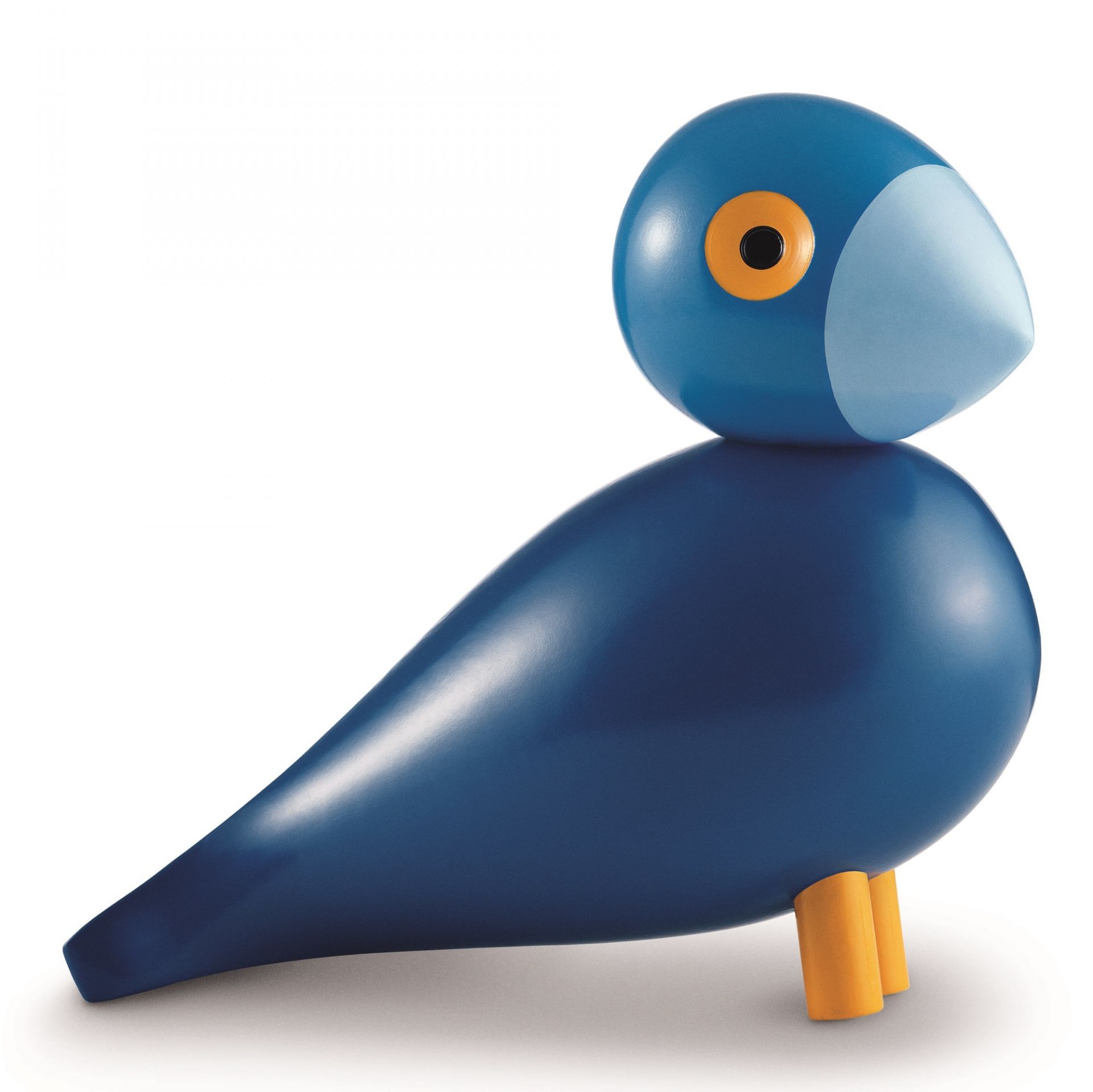 Blauer Kay Bojesen Songbird aus Holz, eine dekorative Design-Holzfigur für das Kinderzimmer.